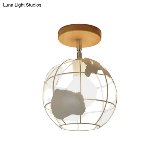 Retro Style Black/White Ceiling Light With Rotatable Semi Flush Mount