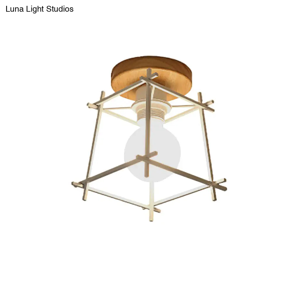 Retro Style Black/White Ceiling Light With Rotatable Semi Flush Mount