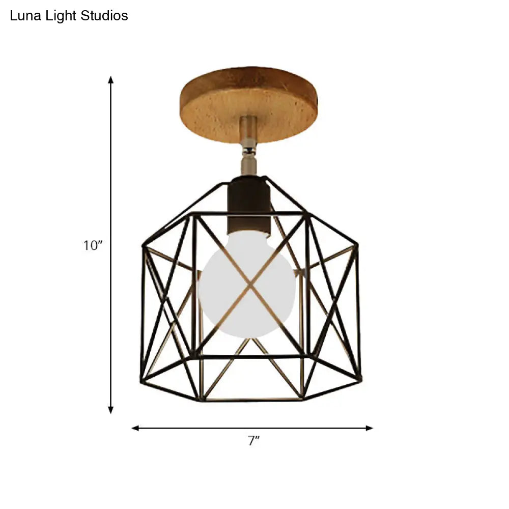 Retro Style Black/White Ceiling Light With Rotatable Semi Flush Mount
