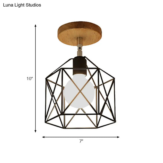Retro Style Black/White Ceiling Light With Rotatable Semi Flush Mount