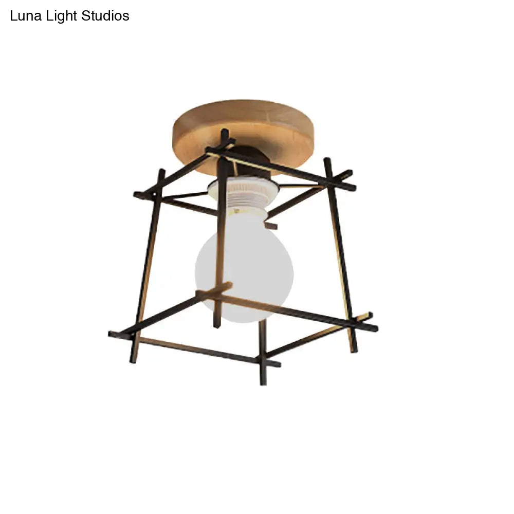 Retro Style Black/White Ceiling Light With Rotatable Semi Flush Mount