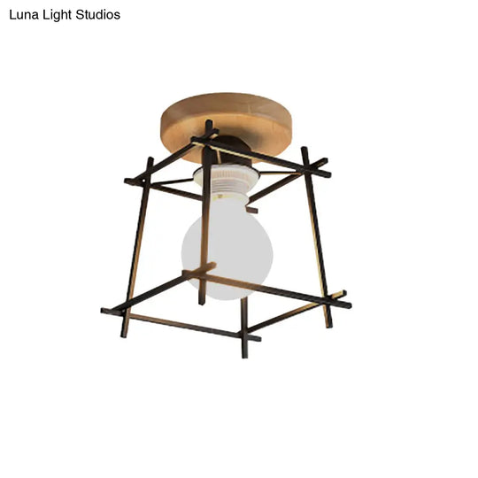 Retro Style Black/White Ceiling Light With Rotatable Semi Flush Mount