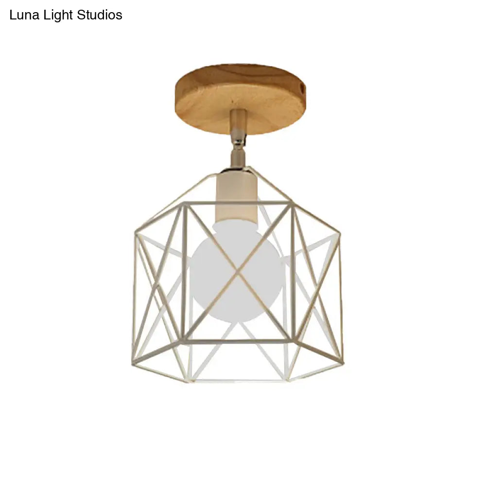 Retro Style Black/White Ceiling Light With Rotatable Semi Flush Mount