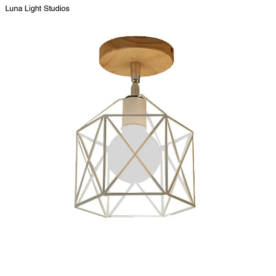 Retro Style Black/White Ceiling Light With Rotatable Semi Flush Mount