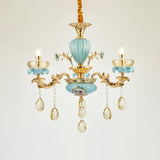 Retro Style Blue Suspension Light With Crystal Facets - Living Room Chandelier 3 /