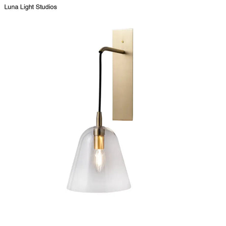 Retro Style Brass Wall Sconce With Clear Glass Shade