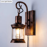 Retro Style Bronze Iron Lantern Wall Light - Single-Bulb Fixture For Restaurant Lighting