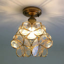Retro Style Floral Stained Glass Ceiling Light With Pink/Blue/Green/Clear Shades For Hallway