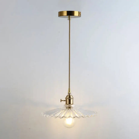 Retro Style Glass Pendant Ceiling Light - Gold Shaded Suspension Lighting For Restaurants / N