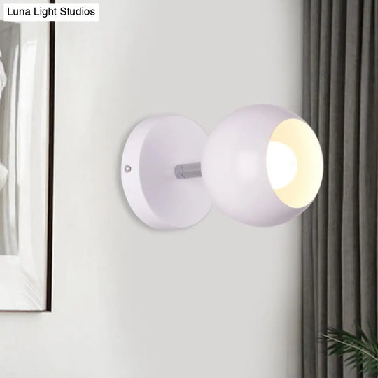 Retro Style Global Wall Sconce - 1 Light Metallic White Lighting For Living Room