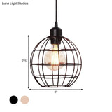 Retro Style Globe 1-Head Metal Ceiling Lamp With Wire Frame | Black/Copper
