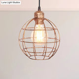 Retro Style Globe 1-Head Metal Ceiling Lamp With Wire Frame | Black/Copper