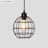 Retro Style Globe 1-Head Metal Ceiling Lamp With Wire Frame | Black/Copper