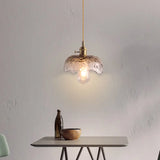 Retro Style Hanging Light With Floral Textured Glass Pendant - Perfect For Dining Room Coffee / C