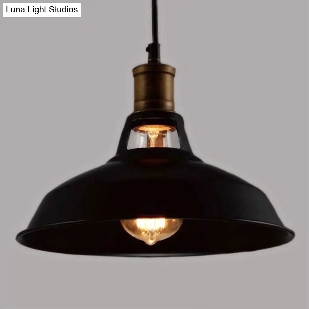 Retro Style Pot Cover Pendant Ceiling Light - Vintage Iron Suspension Lighting For Bars Black / 10.5