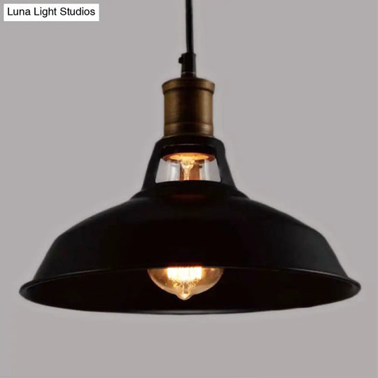 Retro Style Pot Cover Pendant Ceiling Light - Vintage Iron Suspension Lighting For Bars Black / 10.5