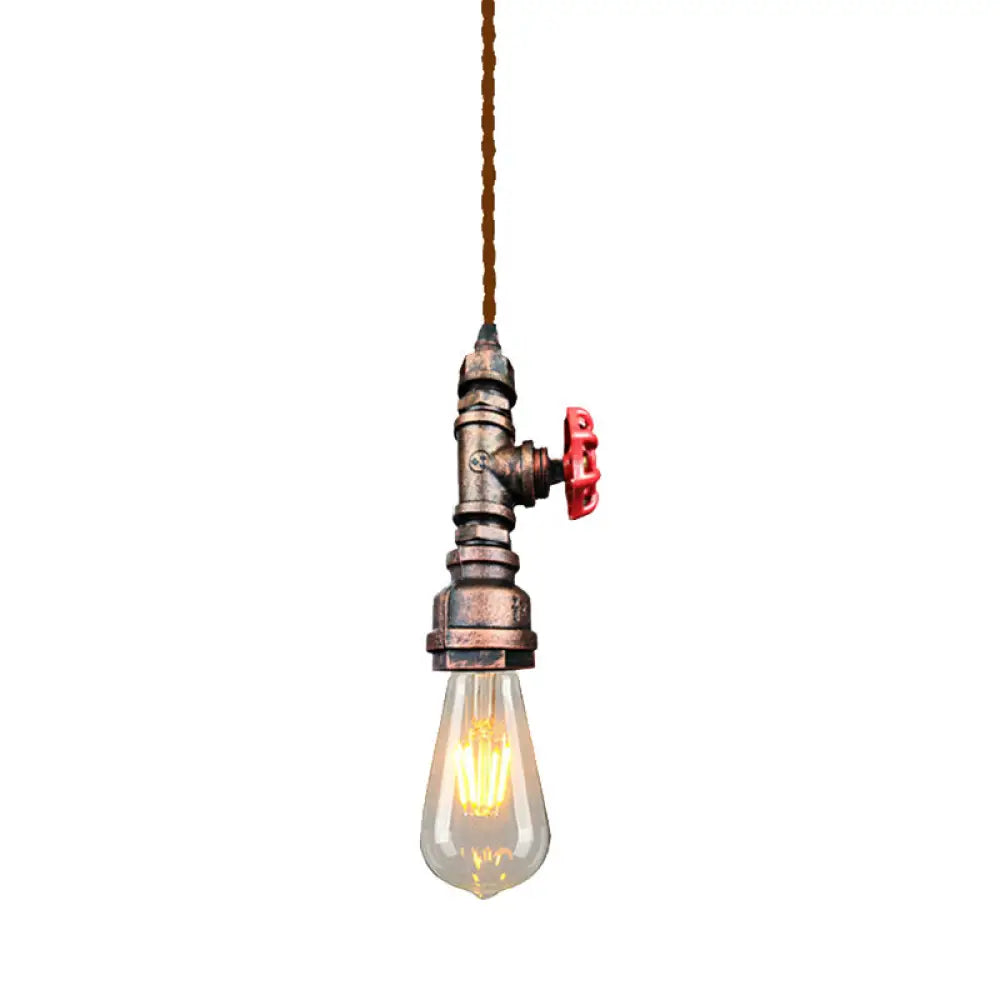 Retro Style Iron Water Valve Pendant Light Fixture With 1 Bulb- Perfect For Bars Copper