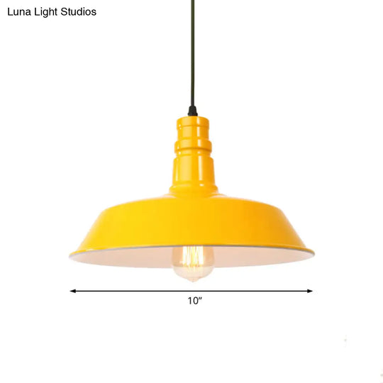 Retro Metal Barn Shade Hanging Lamp - Pink/Yellow 10/14/18 Diameter