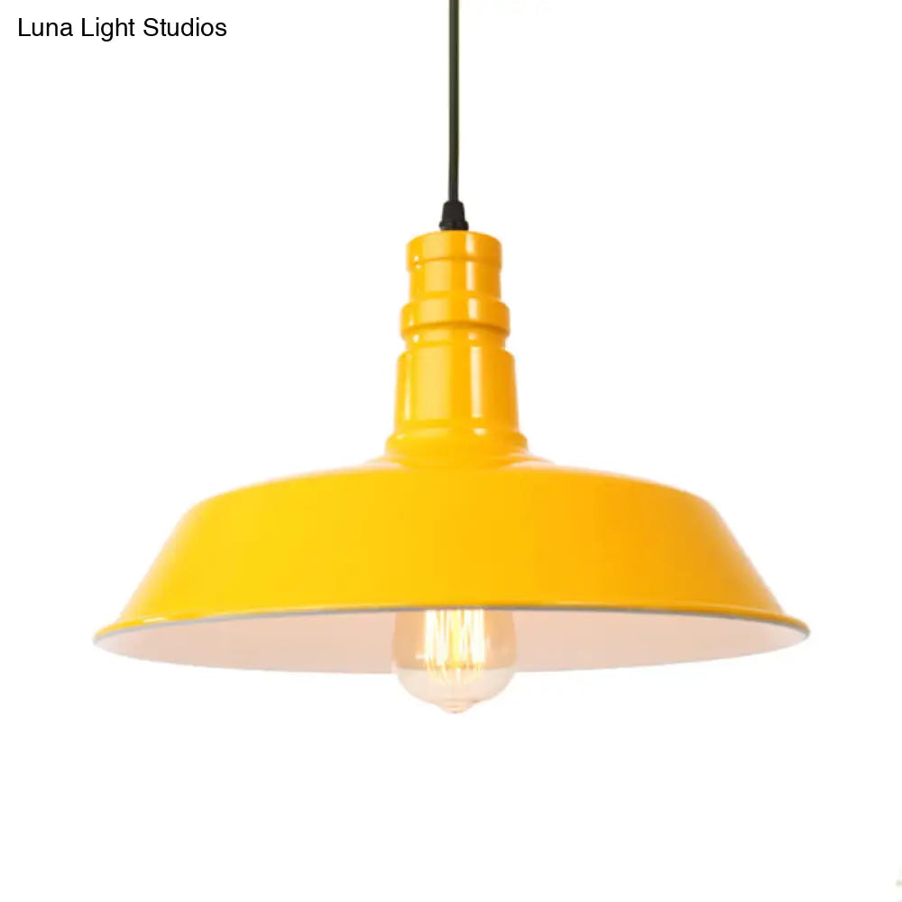 Retro Metal Barn Shade Hanging Lamp - Pink/Yellow 10/14/18 Diameter