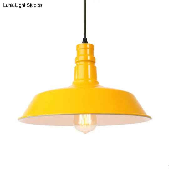 Retro Metal Barn Shade Hanging Lamp - Pink/Yellow 10/14/18 Diameter