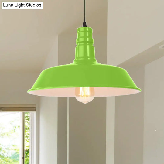 Retro Metal Barn Shade Hanging Lamp - Pink/Yellow 10/14/18 Diameter