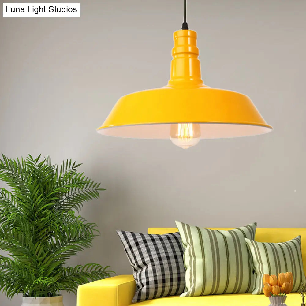 Retro Metal Barn Shade Hanging Lamp - Pink/Yellow 10/14/18 Diameter Yellow / 10