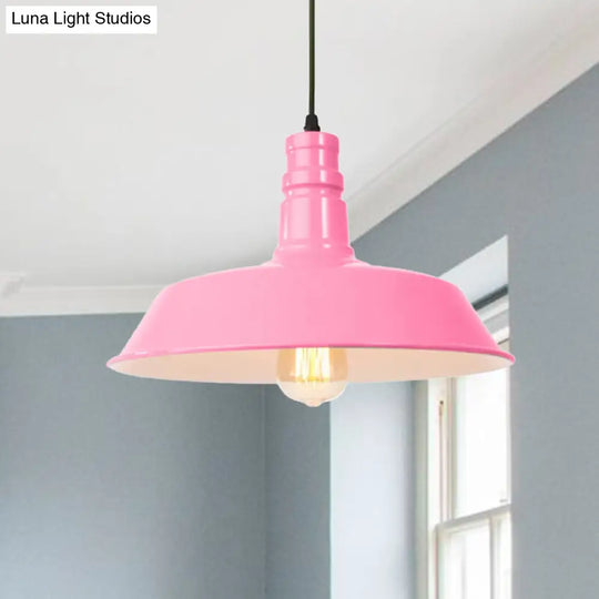 Retro Metal Barn Shade Hanging Lamp - Pink/Yellow 10/14/18 Diameter