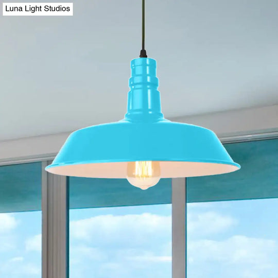 Retro Metal Barn Shade Hanging Lamp - Pink/Yellow 10/14/18 Diameter