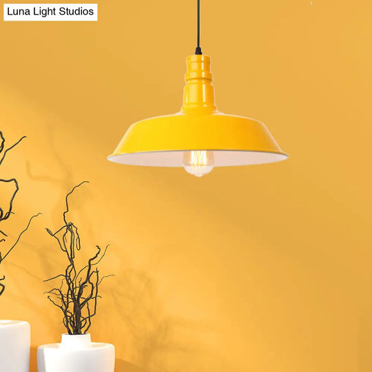 Retro Metal Barn Shade Hanging Lamp - Pink/Yellow 10/14/18 Diameter