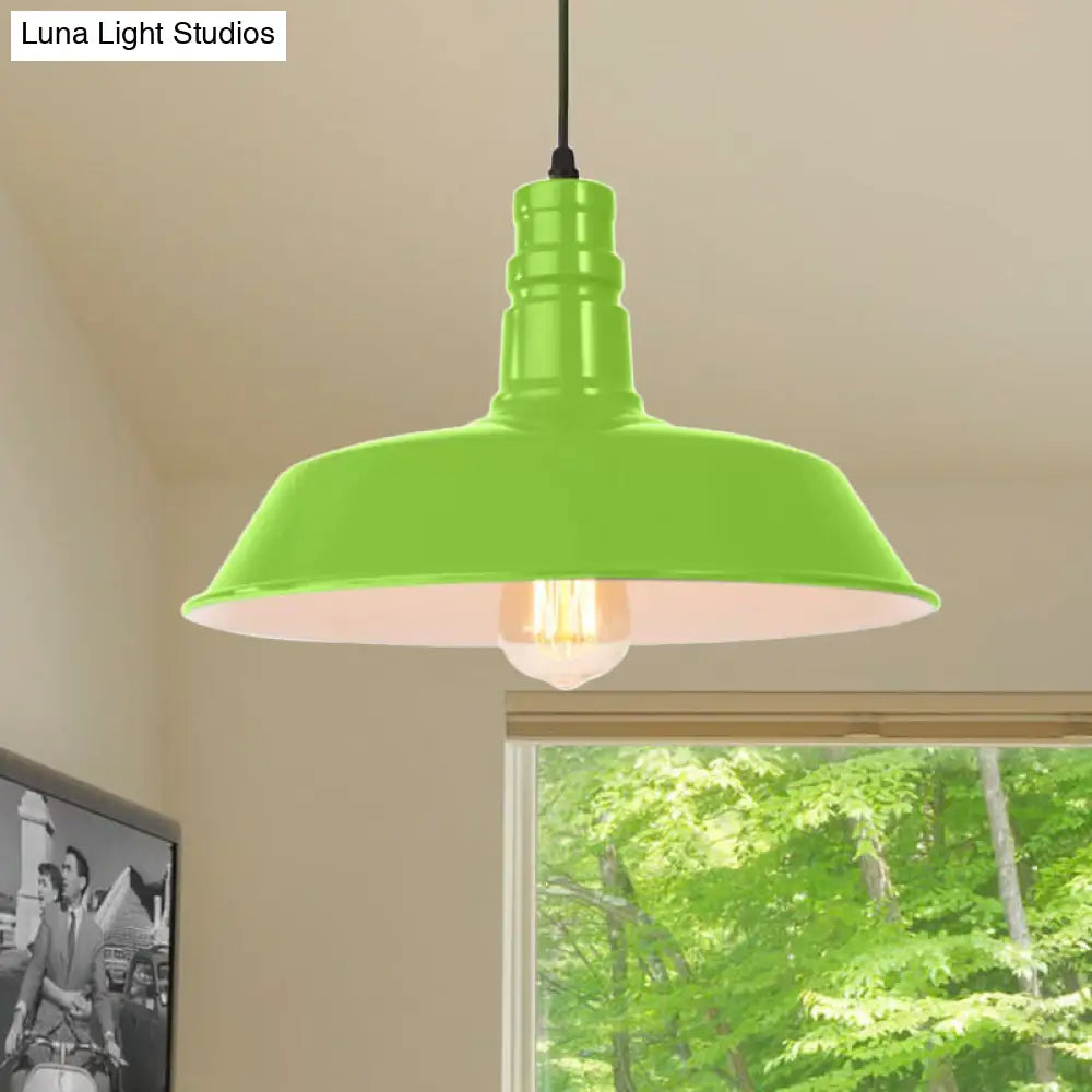 Retro Metal Barn Shade Hanging Lamp - Pink/Yellow 10/14/18 Diameter