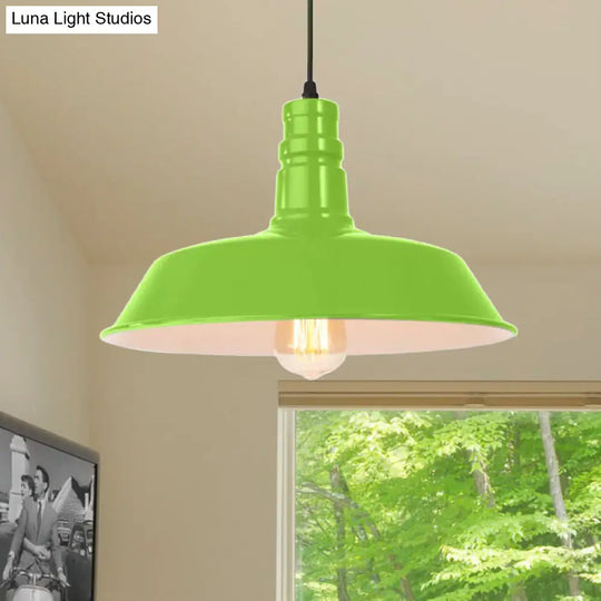 Retro Metal Barn Shade Hanging Lamp - Pink/Yellow 10/14/18 Diameter