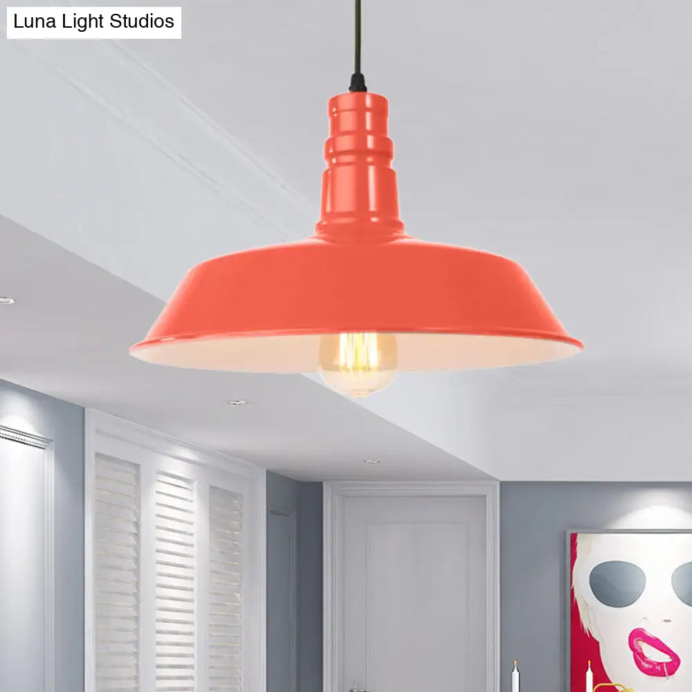 Retro Metal Barn Shade Hanging Lamp - Pink/Yellow 10/14/18 Diameter