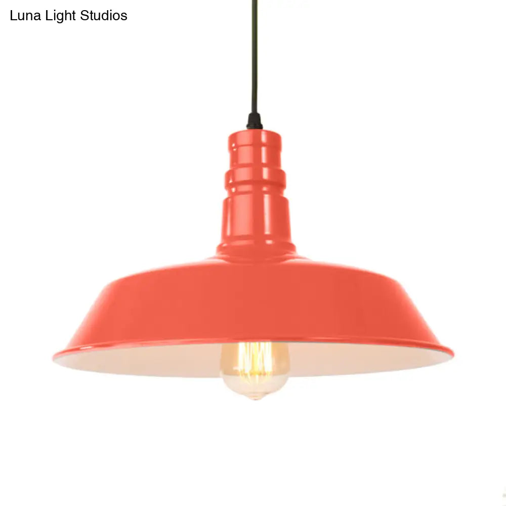 Retro Metal Barn Shade Hanging Lamp - Pink/Yellow 10/14/18 Diameter