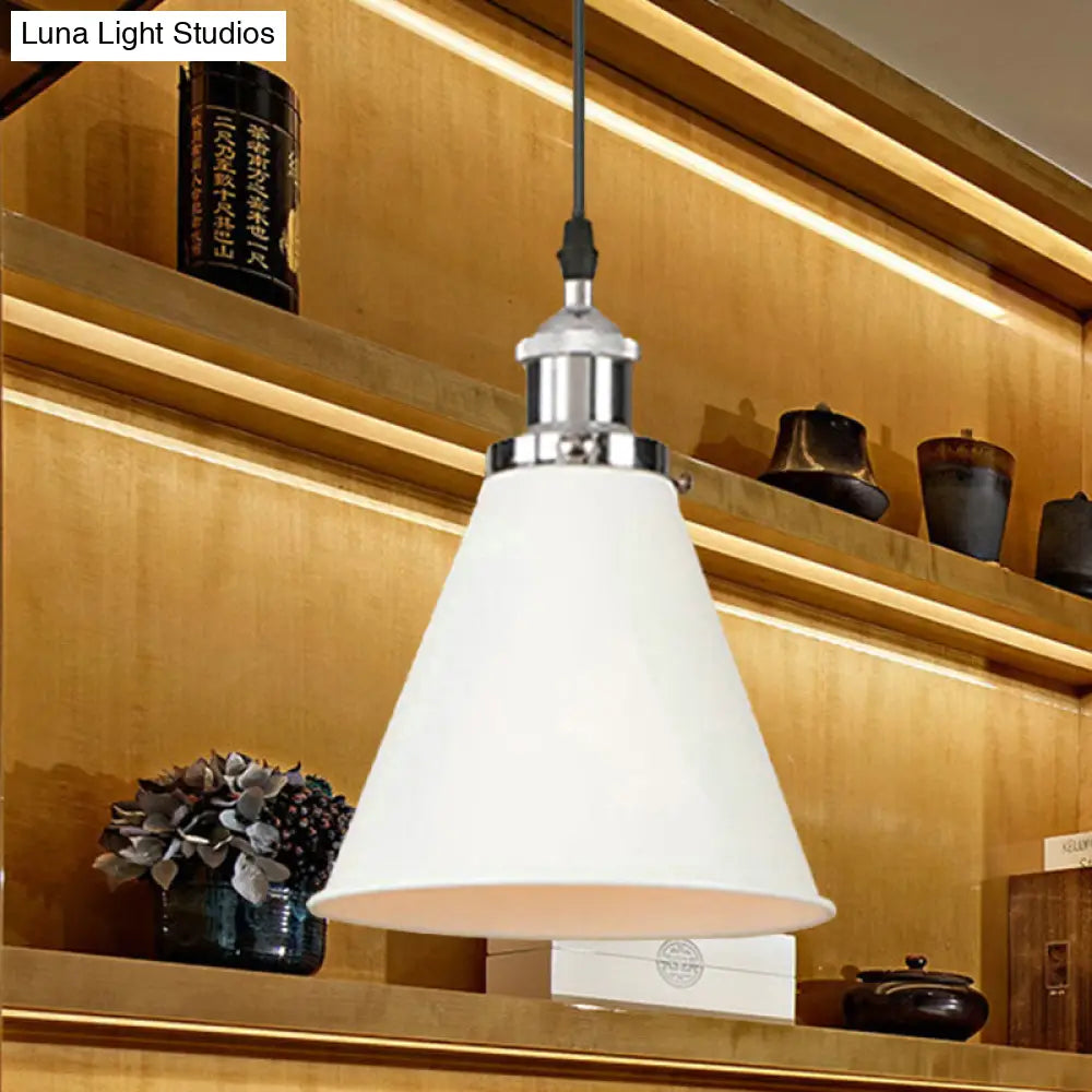 Retro Style Metal Pendant Light With Black/Chrome/Rust Finish - Ideal For Kitchen 1 Bulb Hanging