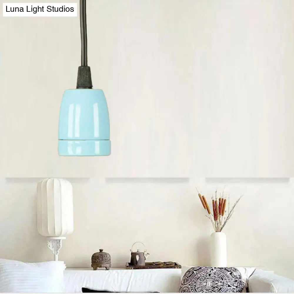 Retro Style Mini Hanging Pendant Light - Adjustable Cord Black/Red Ceramic Ceiling Fixture