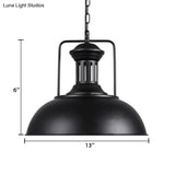 Retro Stylish Metal Pendant Lighting - 1 Bulb 13’/14’/16’ Diameter Bowl Black/White Inner/White