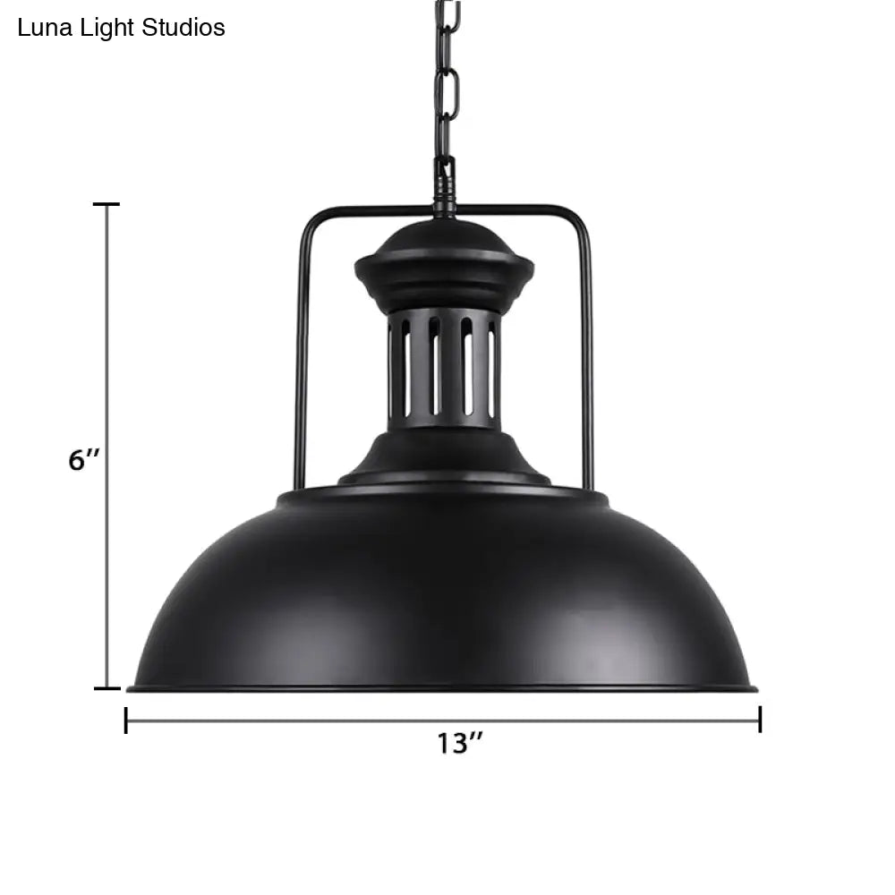 Retro Stylish Metal Pendant Lighting - 1 Bulb 13’/14’/16’ Diameter Bowl Black/White Inner/White