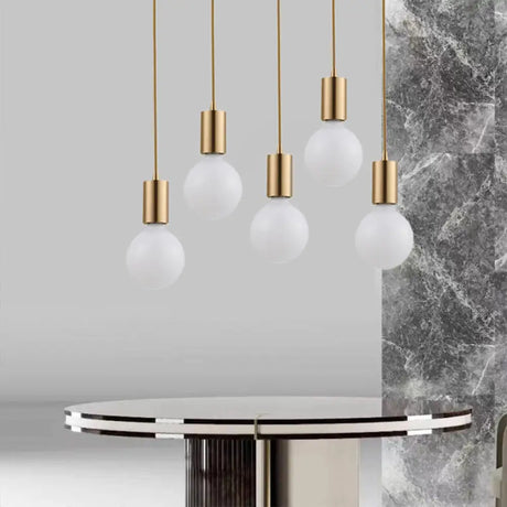 Retro Vintage Brass Metal Indoor Pendant: Bare Bulb Hanging Lamp With 1 Light