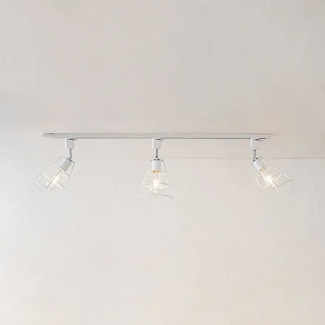 Retro Wire Cage Semi Flush Ceiling Light With Rotatable Conical Shade Black/White Metal White