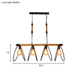 Rijl Al Awwa - Open 4 Lights Rope Chandelier Factory Black Finish Bulb Restaurant Pendant Light