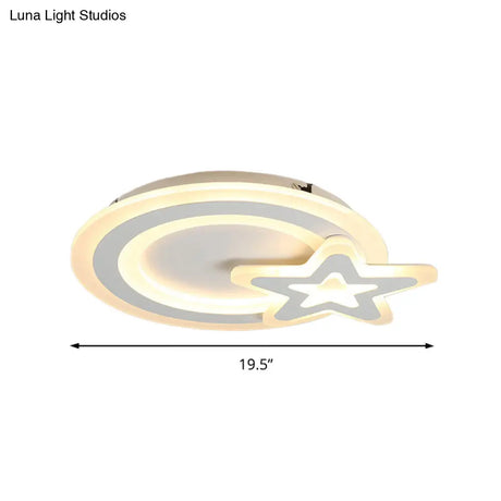 Ring&Star Kid Bedroom Led Ceiling Light Lovely Acrylic Flush Lamp White