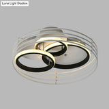 Rings Bedroom Flushmount Acrylic Led Flush Lamp - Contemporary Design Metal Cage Black/White
