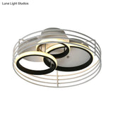 Rings Bedroom Flushmount Acrylic Led Flush Lamp - Contemporary Design Metal Cage Black/White