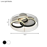 Rings Bedroom Flushmount Acrylic Led Flush Lamp - Contemporary Design Metal Cage Black/White