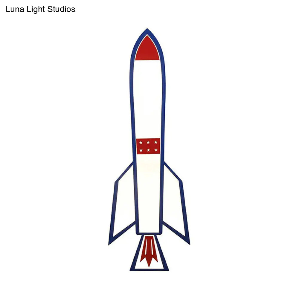 Rocket Child Room Led Flush Mount Ceiling Light In Blue - Simplicity And Acrylic Design