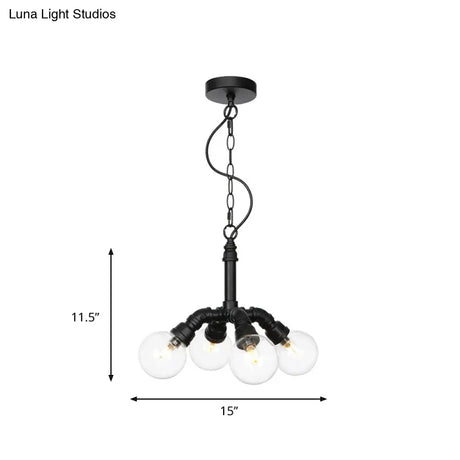 Rolande - Industrial Black Clear Glass Led Suspension Light