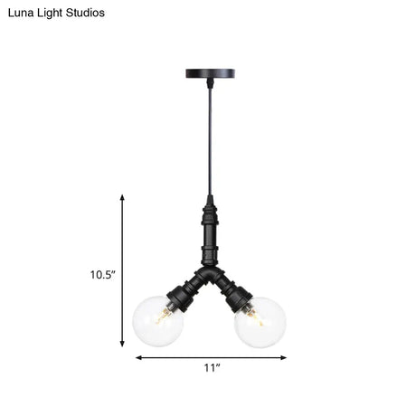 Rolande - Industrial Black Clear Glass Led Suspension Light
