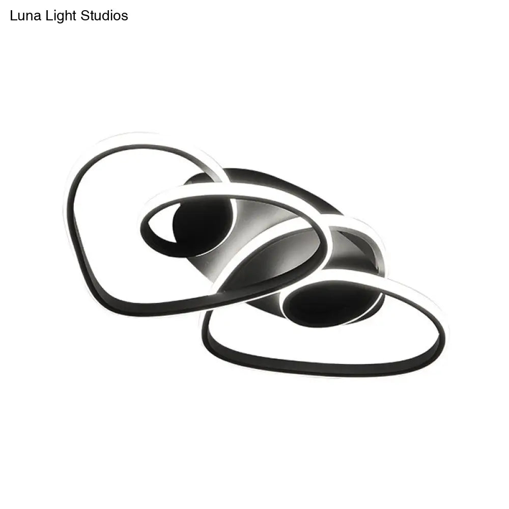 Romantic Loving Heart Flush Ceiling Light – Modern Metal Led Mount In Warm Or White