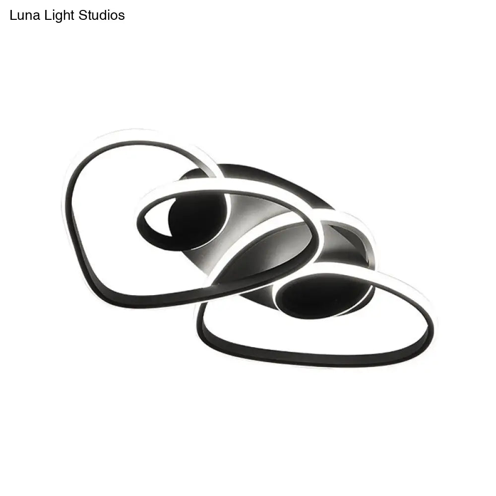 Romantic Loving Heart Flush Ceiling Light Modern Metal Led Mount In Warm Or White