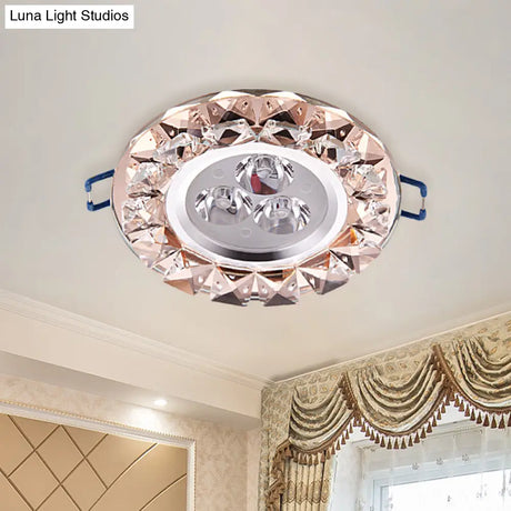 Rose Gold Crystal Flush Mount Led Ceiling Lamp - Modern Thin & Beveled